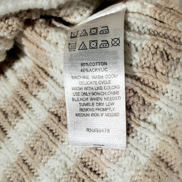 Baby's tan & white striped capped sleeve sweater dress, hat and cardigan 6-9M - Picture 4 of 16